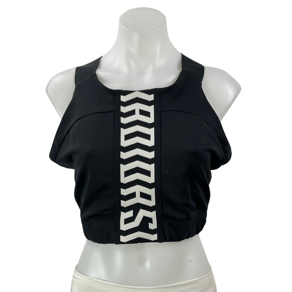 Adidas TKO Black White Crossback Workout Athletic Crop Top Sports Bra Size L